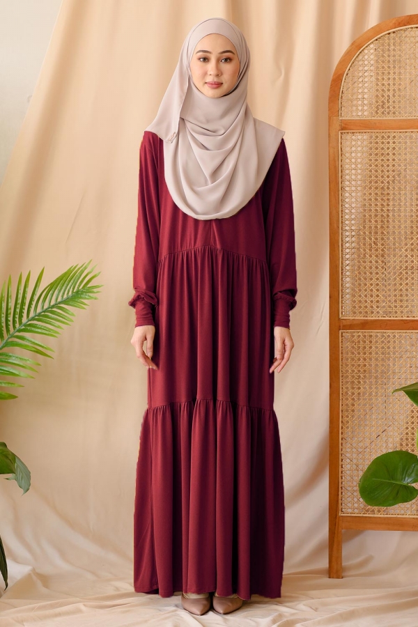 Ruffle Maxi - Maroon